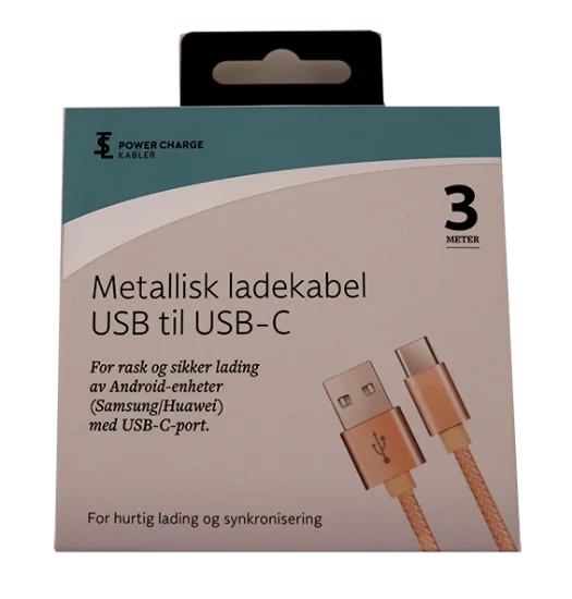 Ladekabel USB-C 3m Fersken