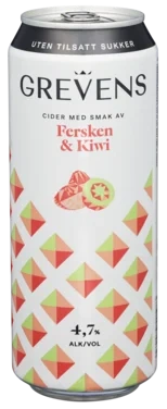 Grevens Cider Fersken&Kiwi 0,5l boks
