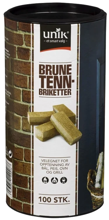 Tennbriketter i Tønne 100stk Unik