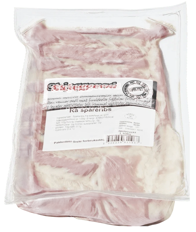 Skjeggerød Spareribs av Svin Naturell