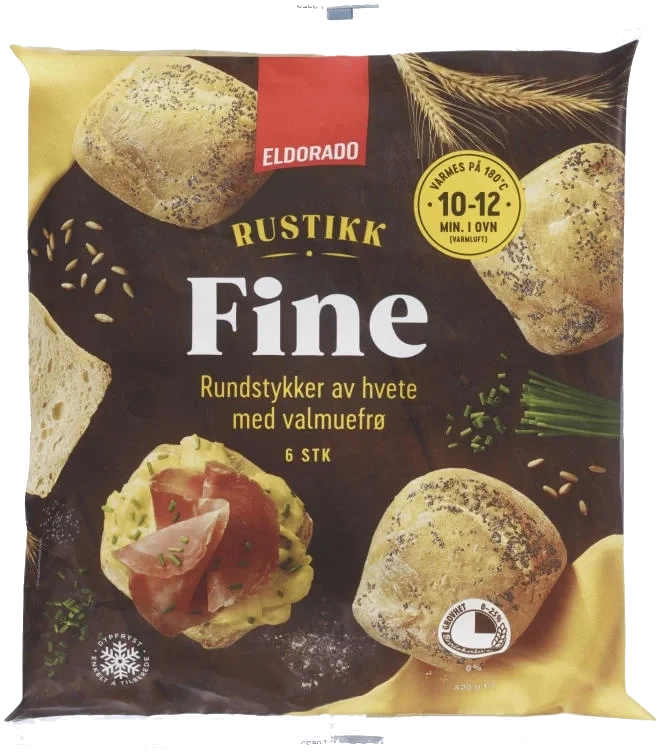 Fine Rundstykker Av Hvete m/valmue Rustikk 420g