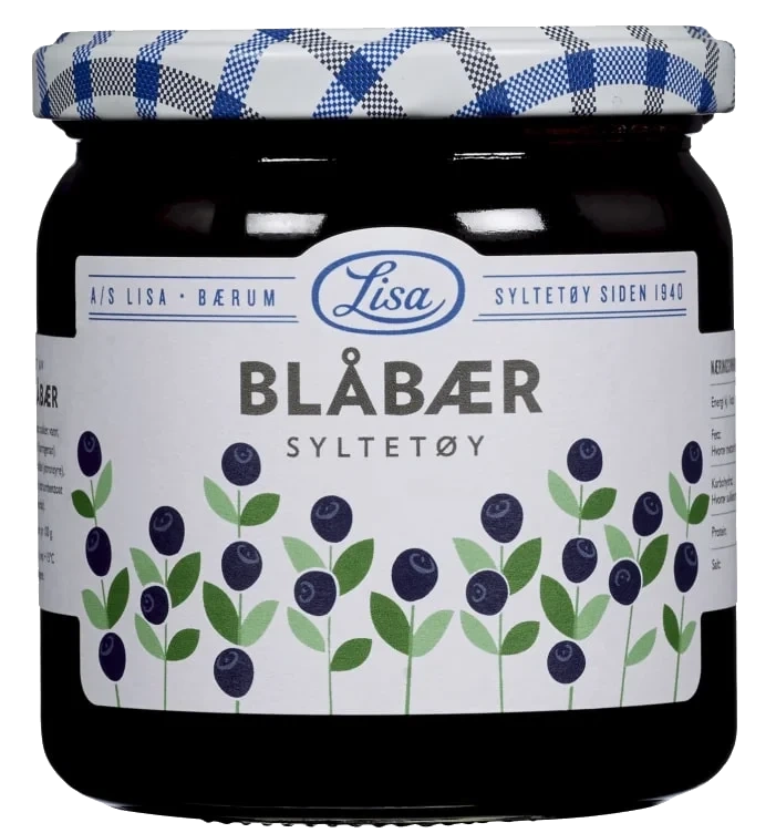 Blåbærsyltetøy 420 Gr Glass 60% Bær Lisa