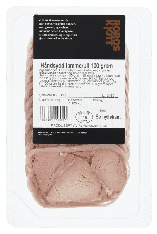Håndsydd Lammerull Skivet 100g Røroskjøtt