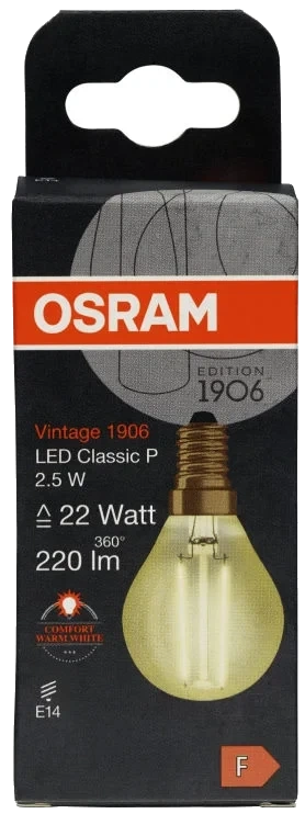 Led Lyspære Vintage 1906 Classic P 22 2,5w Klar Gold E14