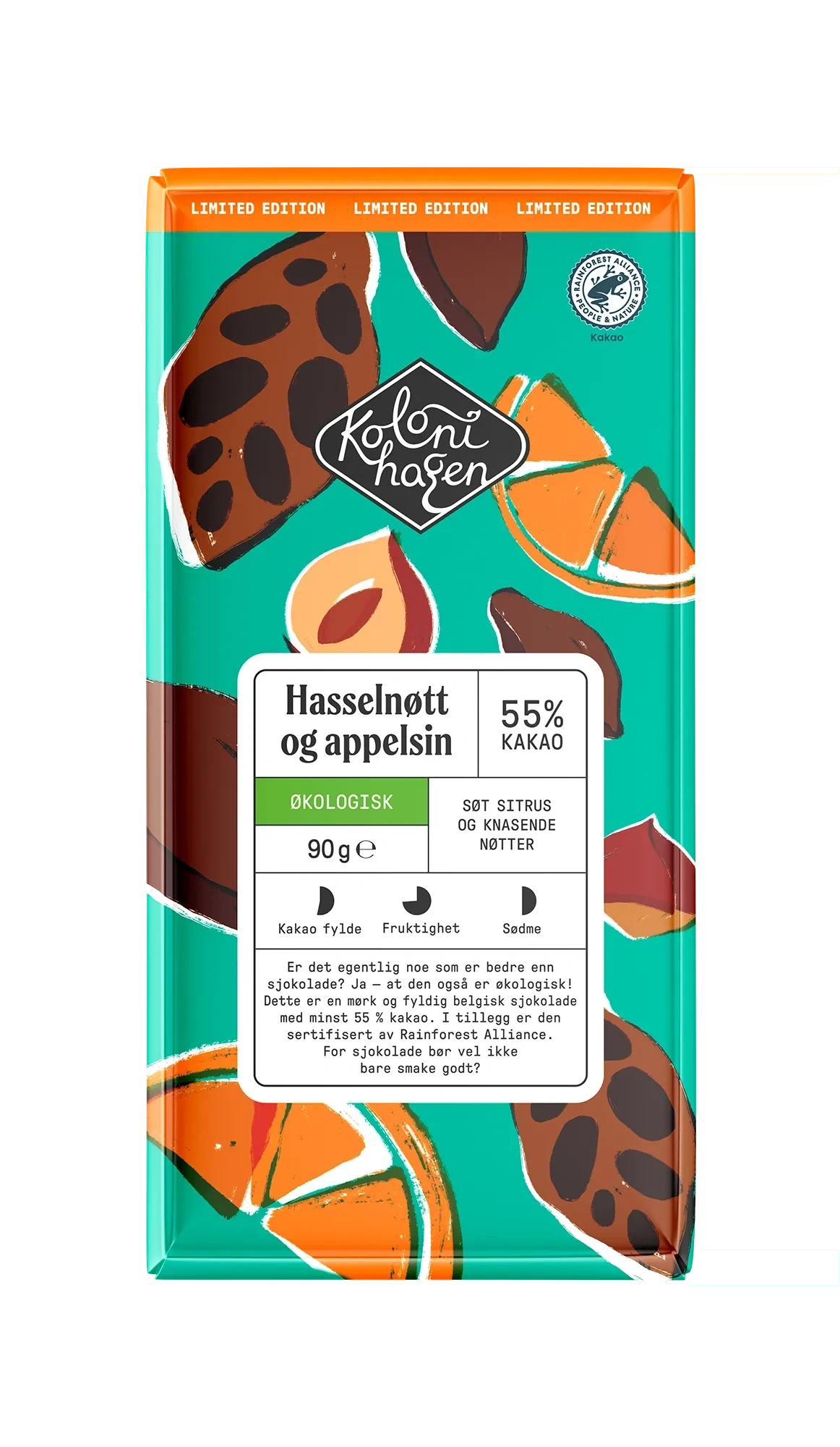 Mørk sjokolade med hasselnøtt og appelsin