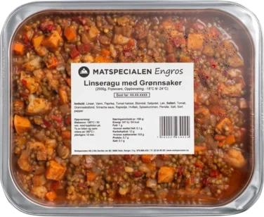 Linseragu med Grønnsaker, 2500g, Frossen, Matspecialen Engros