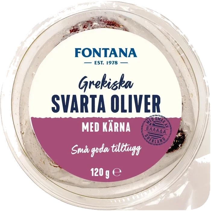 Oliver Svarta Conservolea med kärnor 120g Fontana