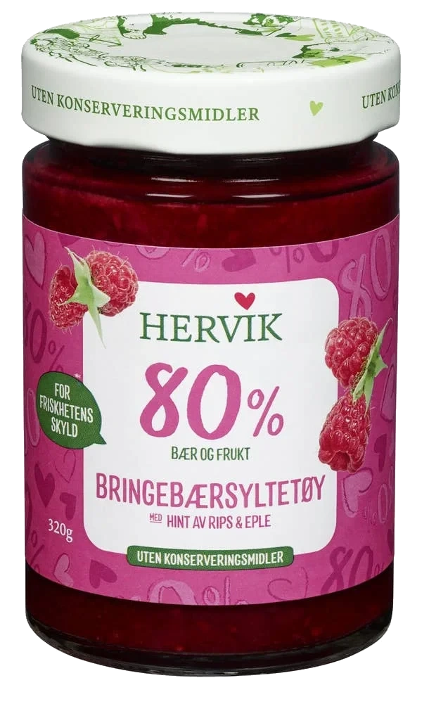 Bringebærsyltetøy 80%