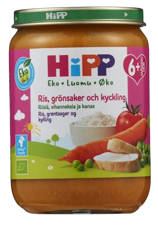 Ris Grønssaker&Kylling 6mnd 190g Hipp