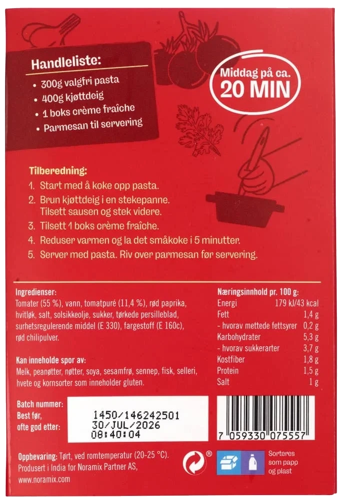 Pastapaste med tomat og urter