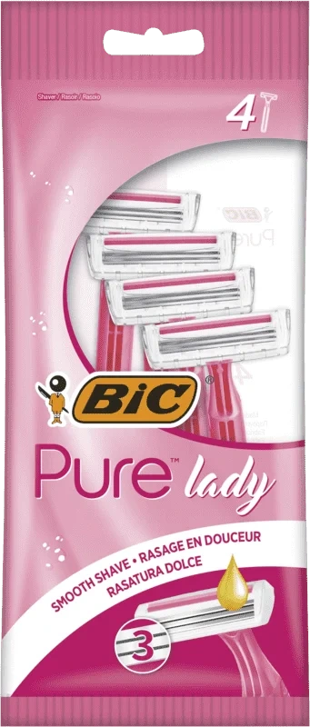 Barberhøvel Pure 3 Pink 4-p Bic