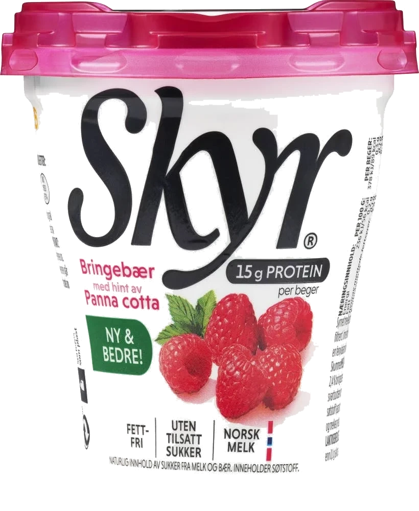 Skyr bringebær og pannacotta
