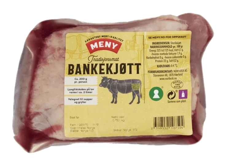 Storfe Bankekjøtt i Bit Ca700g Meny