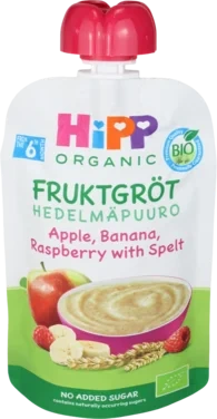 Hipp Fruktgrøt med Eple, Banan og Bringebær 100 g