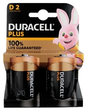 Duracell Plus D Alkaline Batterier 2stk