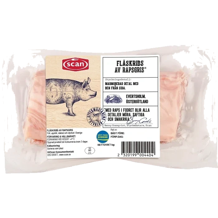 Fläskribs Färsk Utvalda av Rapsgris 450g Scan
