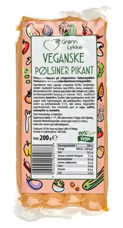 Vegan Pølsiner Pikant 200g Grønn Lykke