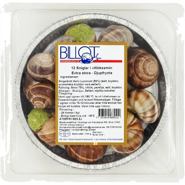 Sniglar i vitlöksmör Fryst 150g Billot