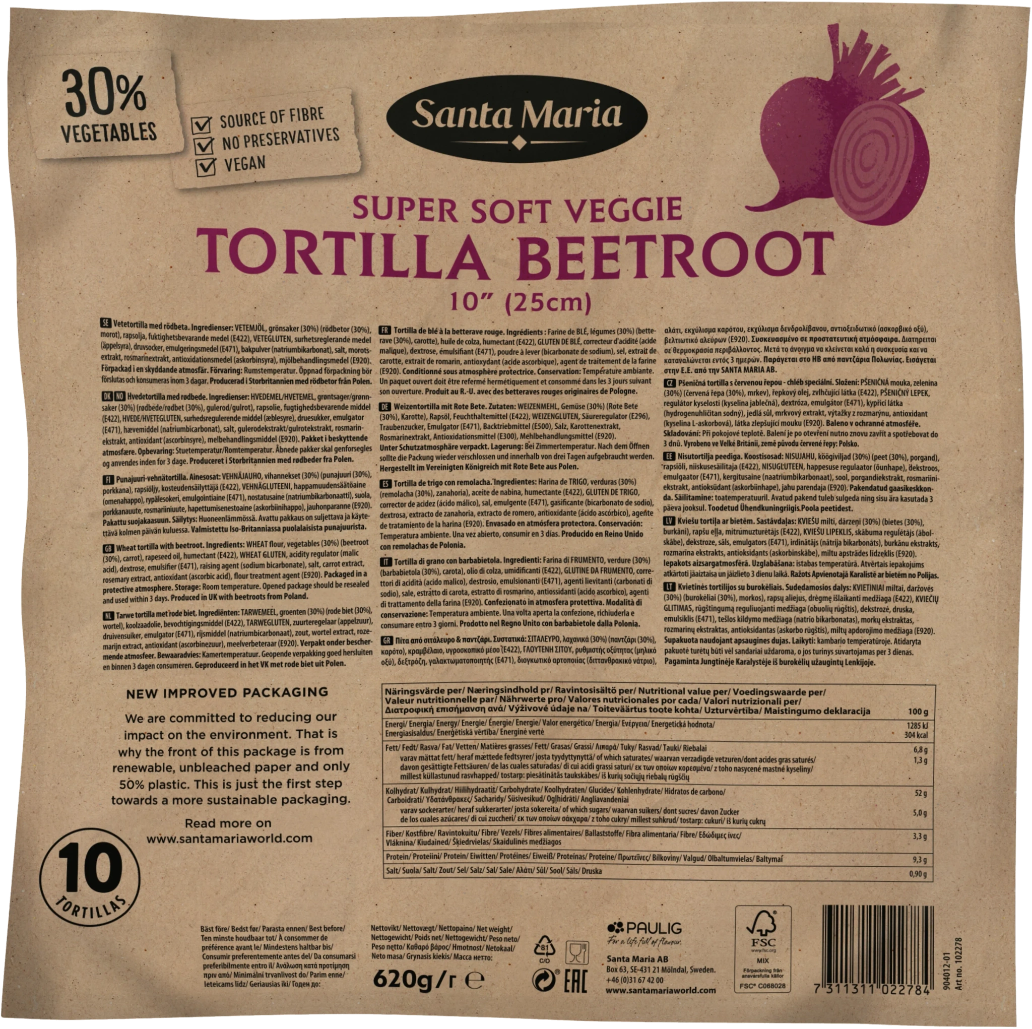 Tortilla Beetroot 10'' (25cm)