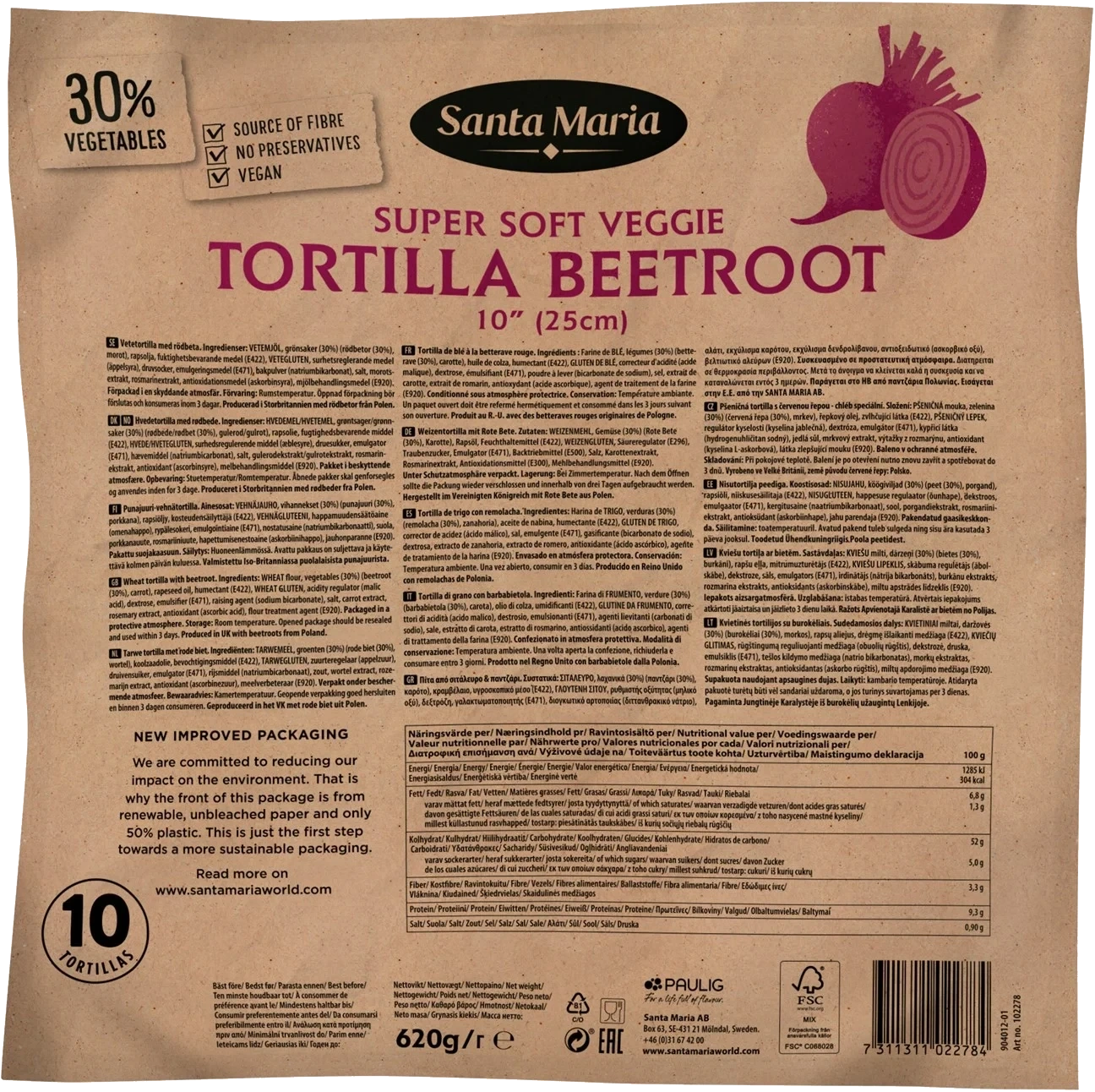 Tortilla Beetroot 10'' (25cm)