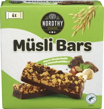 Nordthy Müsli Bars Hasselnød & Mørk Chokolade 6-pack (grøn) 150g