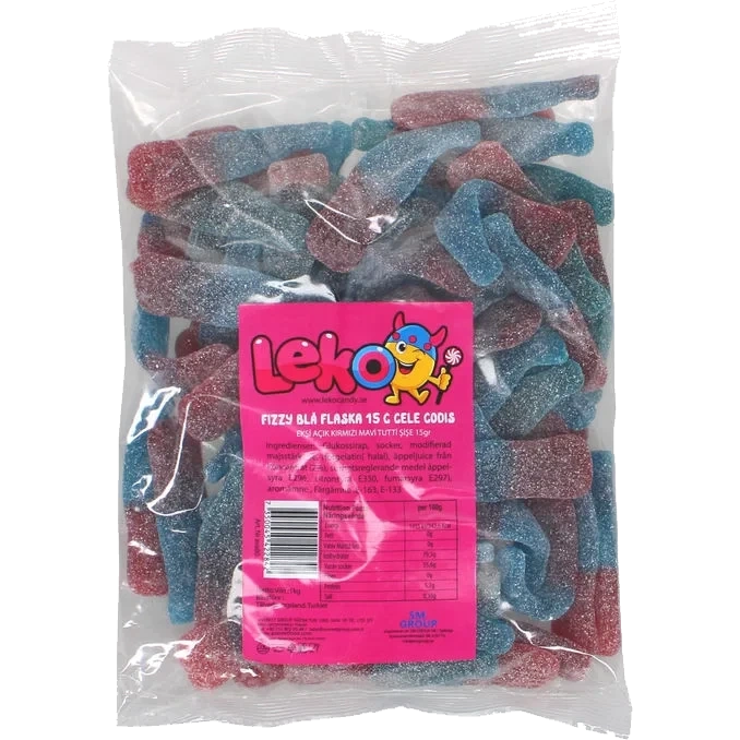 Godis Fizzy Blå Flaskor