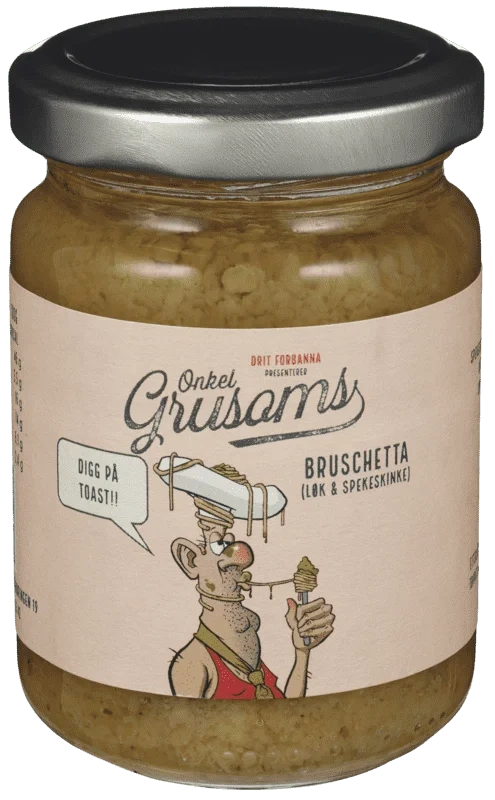 Onkel Grusoms Bruschetta Løk & Spekeskinke 135g
