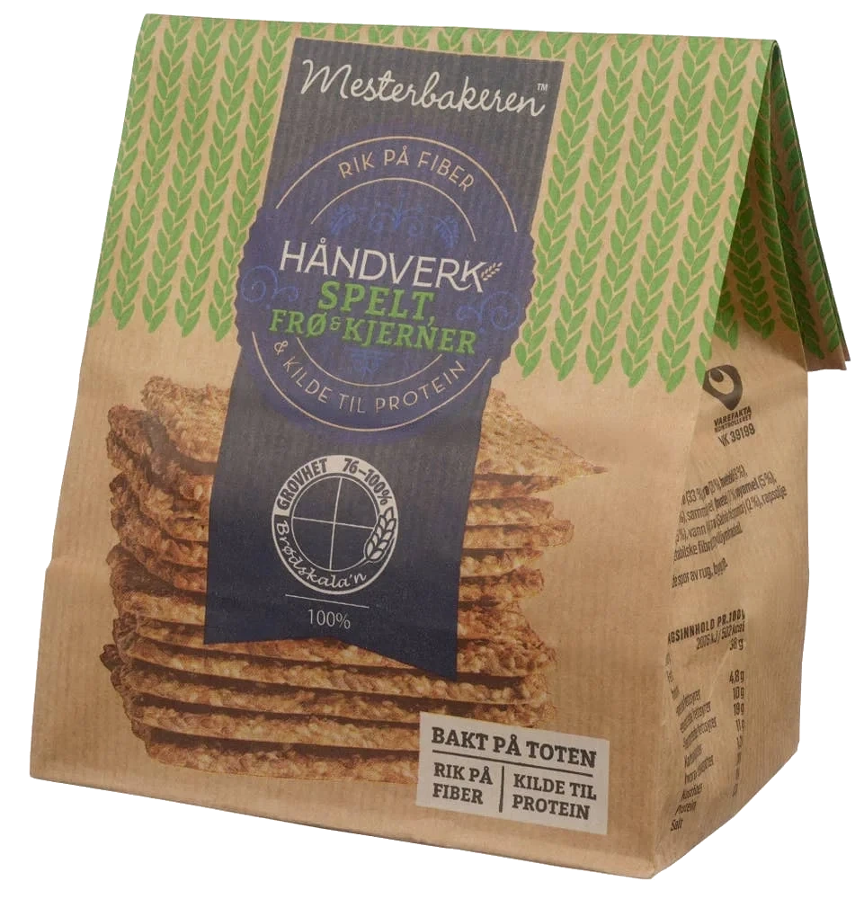 Knekkebrød spelt, frø & kjerner