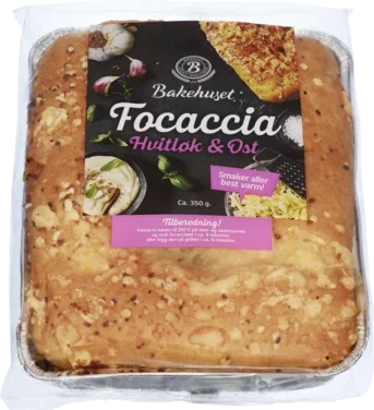 Focaccia med Hvitløk & Ost 350g