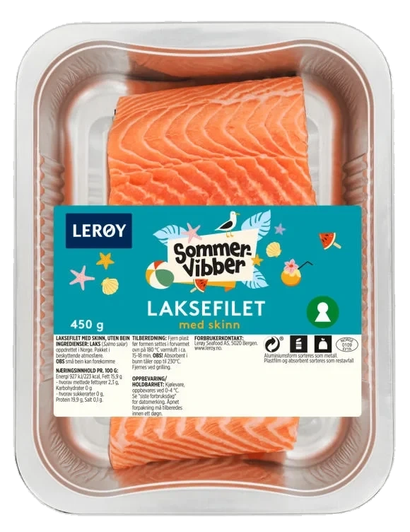 Laksefilet m/Skinn 450g Sommervibber