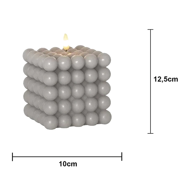 Blockljus LED Flamme Dot Grå 10x12,5cm