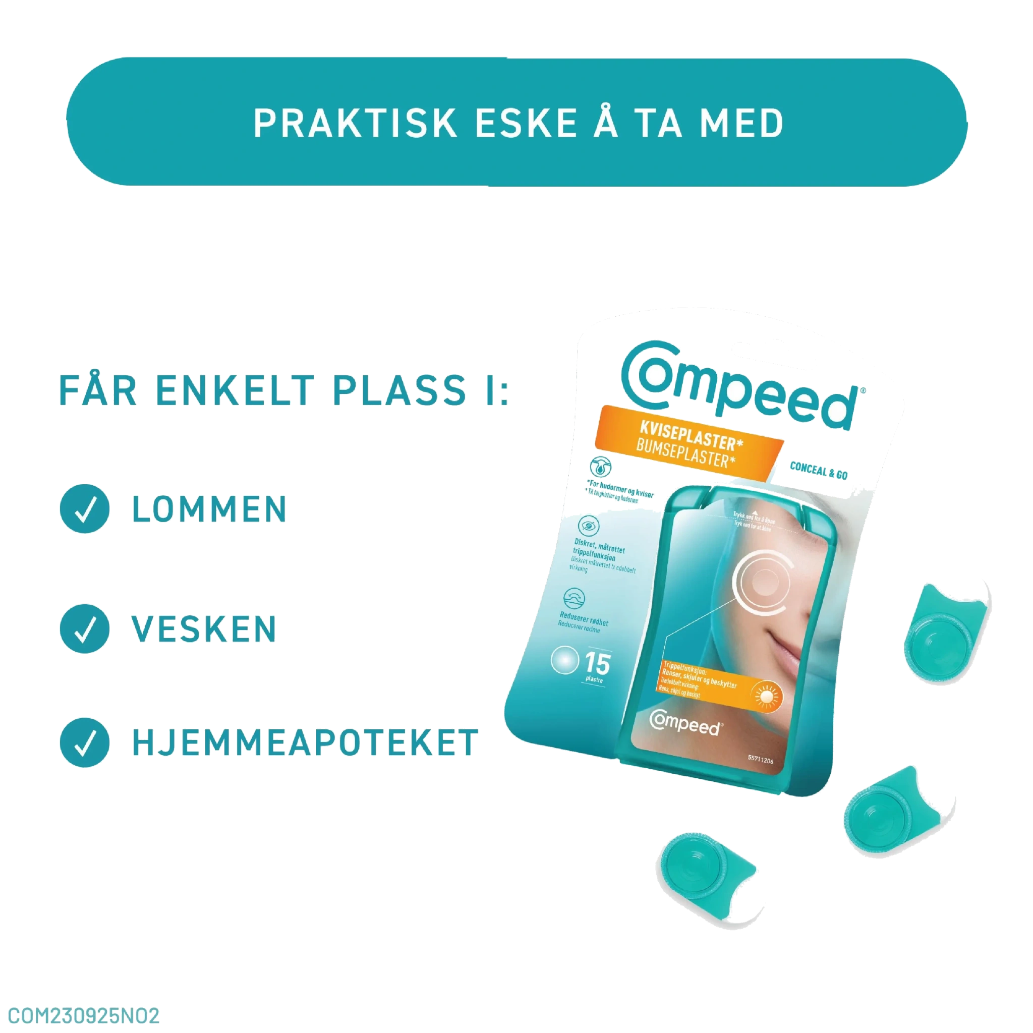 Compeed Kviseplaster Conceal & Go, 15 stk.