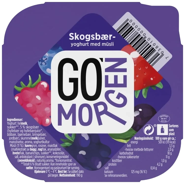 Go'morgen Skogsbæryoghurt M Müsli 190 G