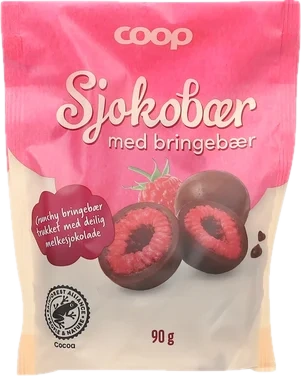 Coop Sjokobær Bringebær 90g
