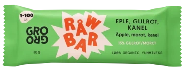 Råwbar Eple, Gulrot, Kanel 30g Grogro
