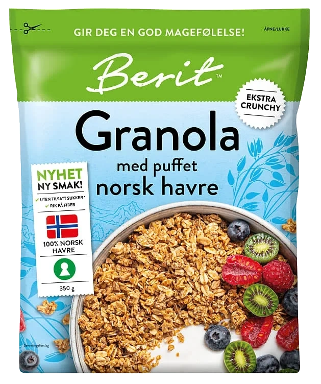 Berit Granola med Puffet Norsk Havre 350g