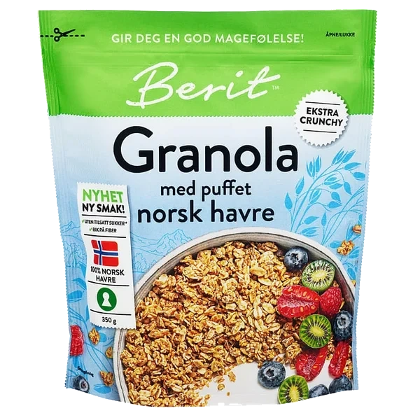 Berit Granola med Puffet Norsk Havre 350g