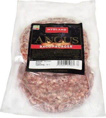 Angusburger med Bacon 2 X 165g Fersk Mydland