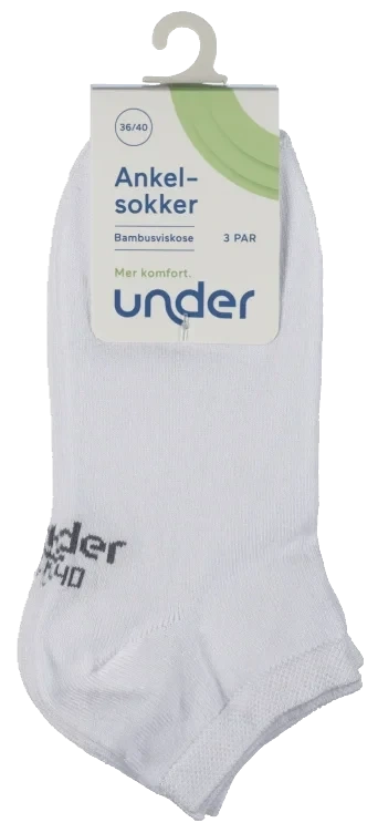 Ankelsokker Bambus Hvit 36/40 3pk Under