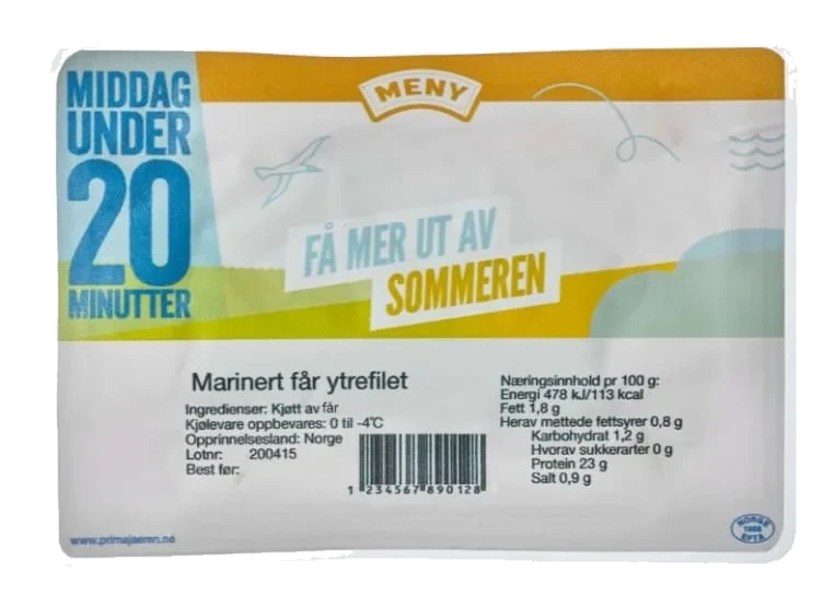 Fårefilet Rødvinsmarinert 150g Prima Jæren