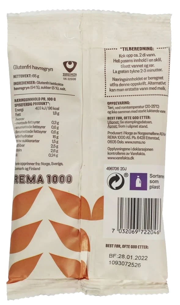 Glutenfri havregrøt
