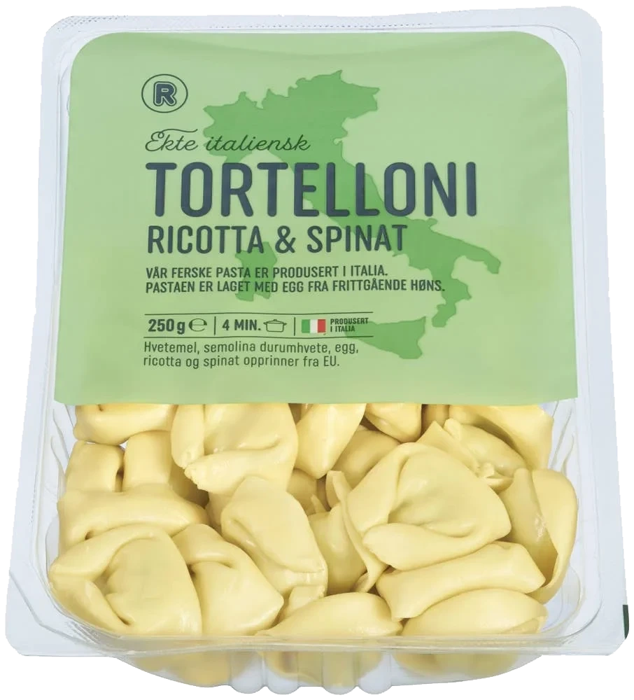 Tortelloni ricotta og spinat