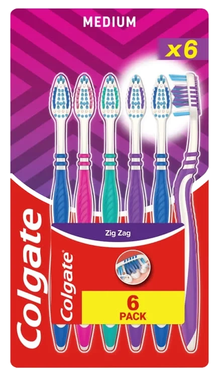 Colgate Tannbørste Zig Zag Medium 6pk