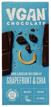 Vgan Mørk Sjokolade med Grapefrukt og Chia