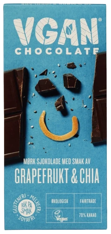 Vgan Mørk Sjokolade med Grapefrukt og Chia