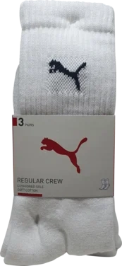 Puma Crew Sock 3pk Hvit 35/38