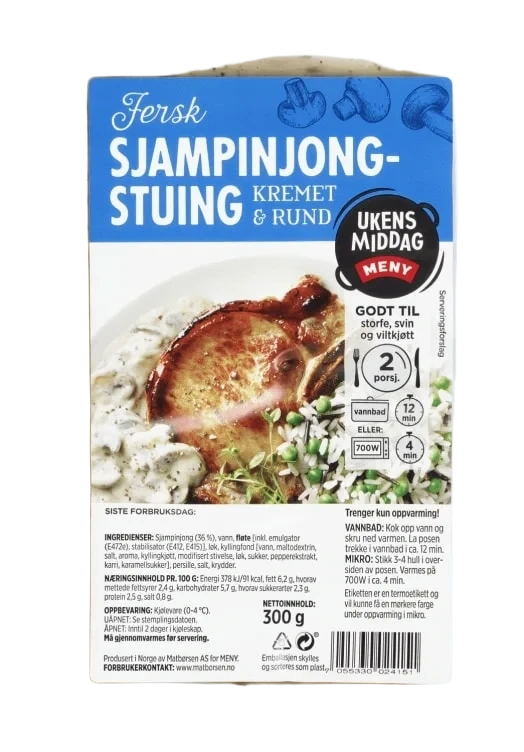 Sjampignonstuing Kremet 300g Meny