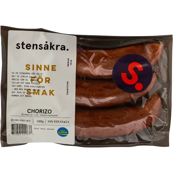 Chorizo 98% Kötthalt 300g Stensåkra