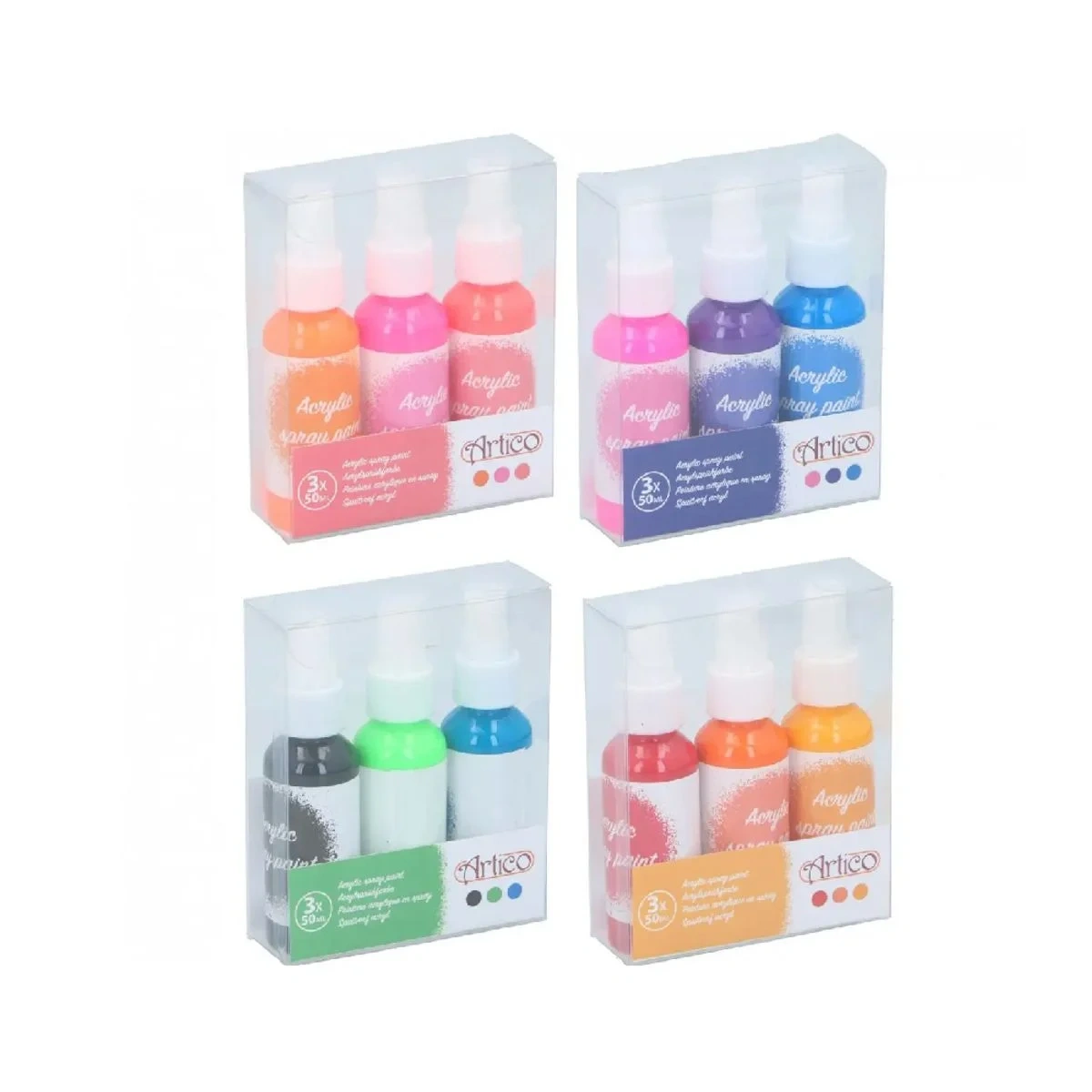 Akrylmaling Spray - 3 x 50ml (Gul)