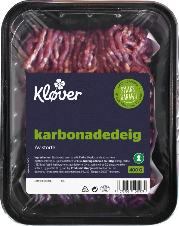 KLØVER KARBONADEDEIG 400 g kvernet